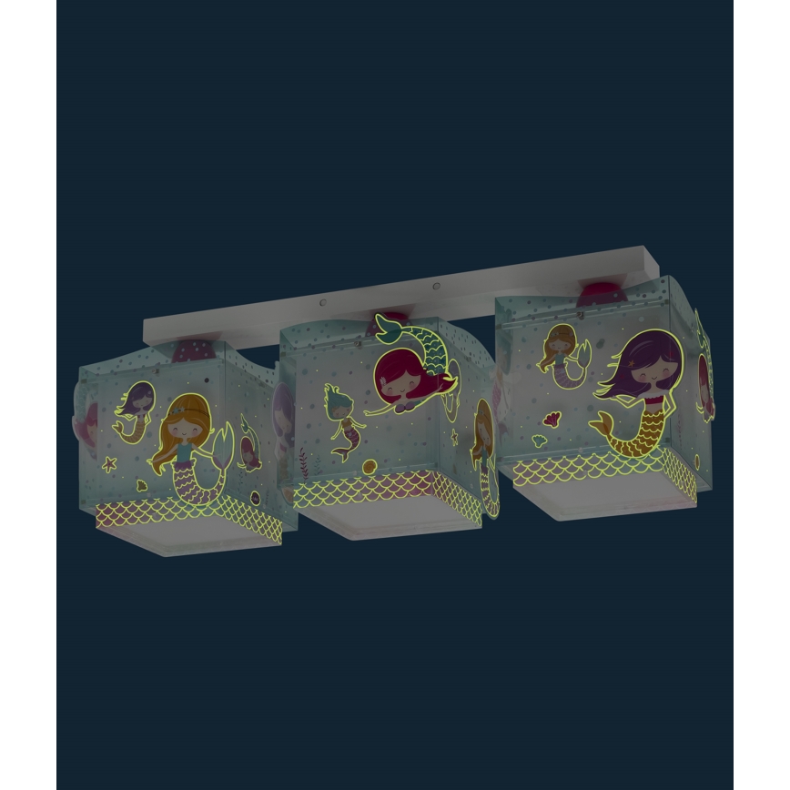 Dalber 63443 - Plafón infantil MERMAIDS 3xE27/60W/230V