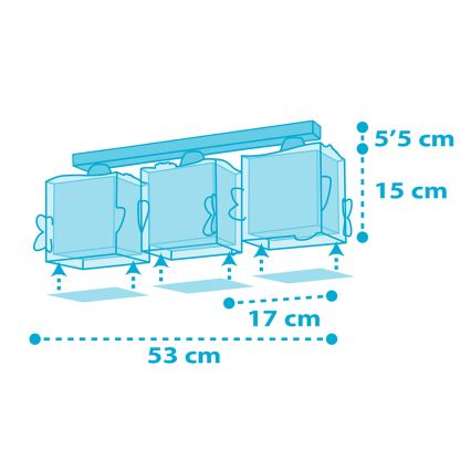Dalber 63473 - Plafón infantil BABY SHARK 3xE27/60W/230V