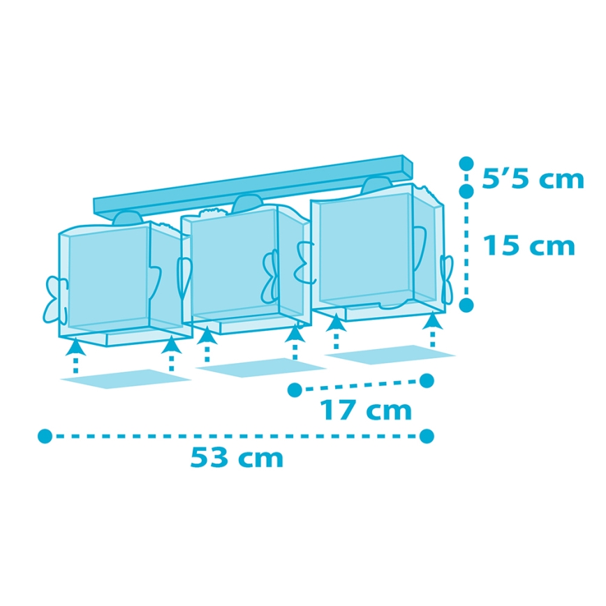 Dalber 63473 - Plafón infantil BABY SHARK 3xE27/60W/230V
