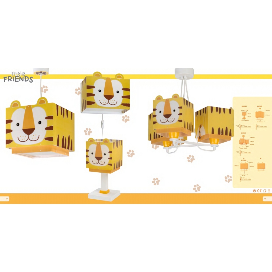 Dalber 64567 - Lámpara colgante infantil LITTLE TIGER 3xE27/60W/230V