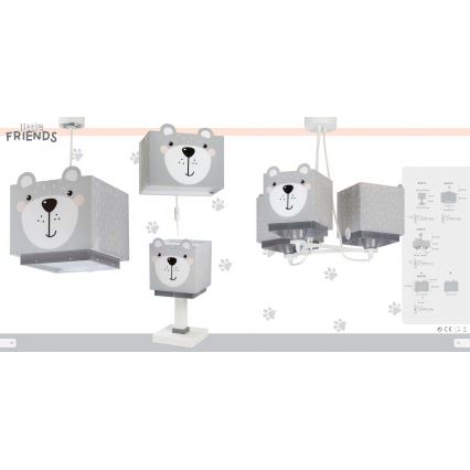 Dalber 64577 - Lámpara colgante infantil LITTLE TEDDY 3xE27/60W/230V