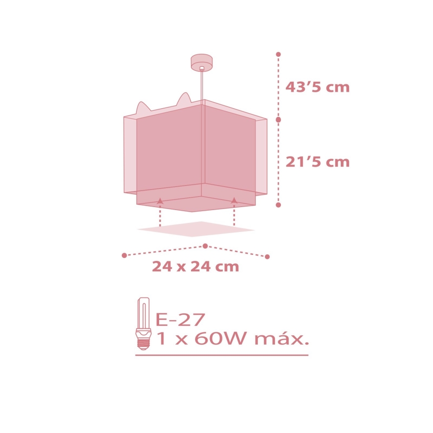 Dalber 64582 - Lámpara colgante infantil LITTLE FOX 1xE27/60W/230V