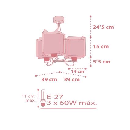Dalber 64587 - Lámpara colgante infantil LITTLE FOX 3xE27/60W/230V
