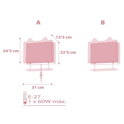 Dalber 64588 - Aplique infantil LITTLE FOX 1xE27/60W/230V