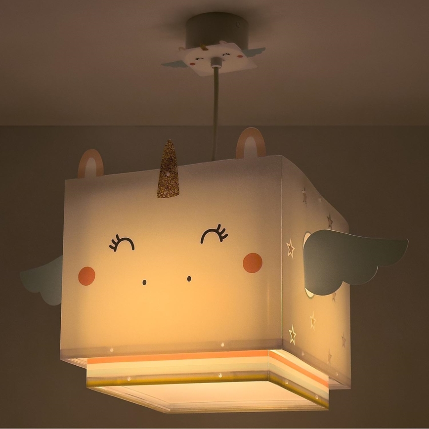 Dalber 64592 - Lámpara colgante infantil LITTLE UNICORN 1xE27/15W/230V
