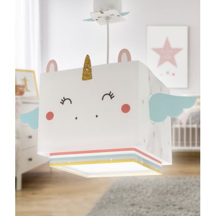 Dalber 64592 - Lámpara colgante infantil LITTLE UNICORN 1xE27/15W/230V