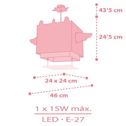 Dalber 64592 - Lámpara colgante infantil LITTLE UNICORN 1xE27/15W/230V