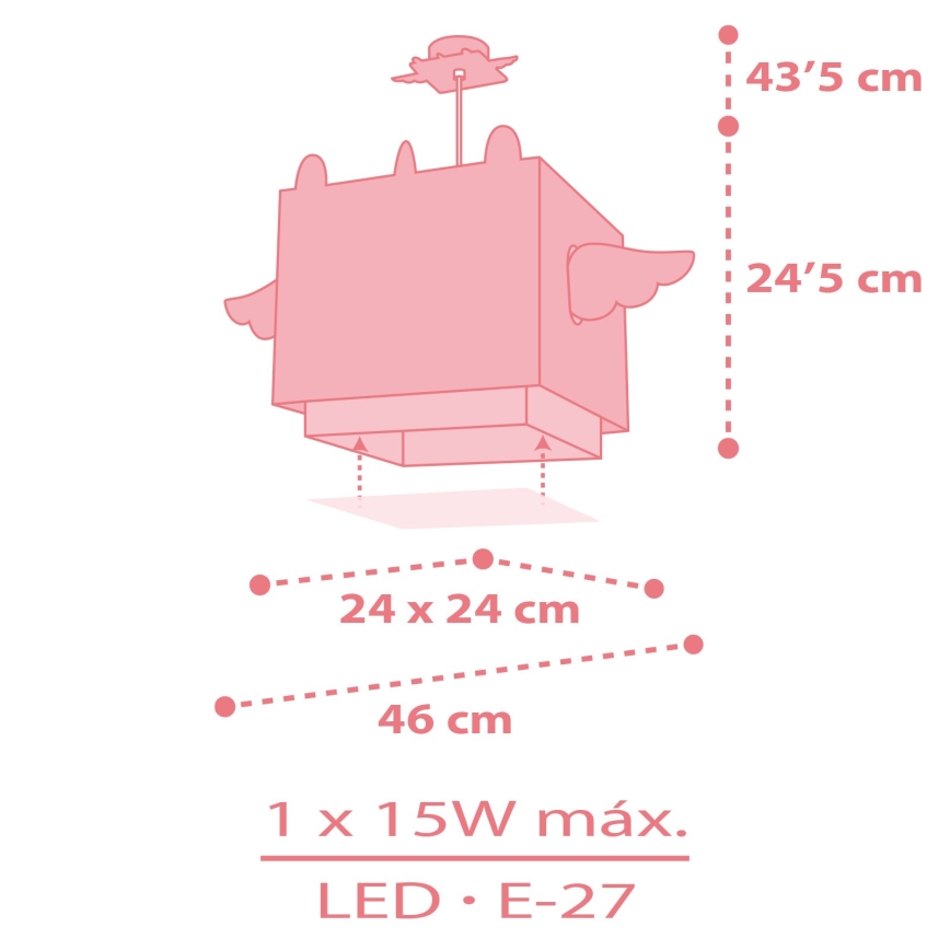 Dalber 64592 - Lámpara colgante infantil LITTLE UNICORN 1xE27/15W/230V