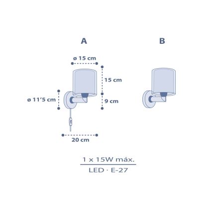 Dalber 76639 - Lámpara de pared infantil MOON DREAMS 1xE27/15W/230V azul