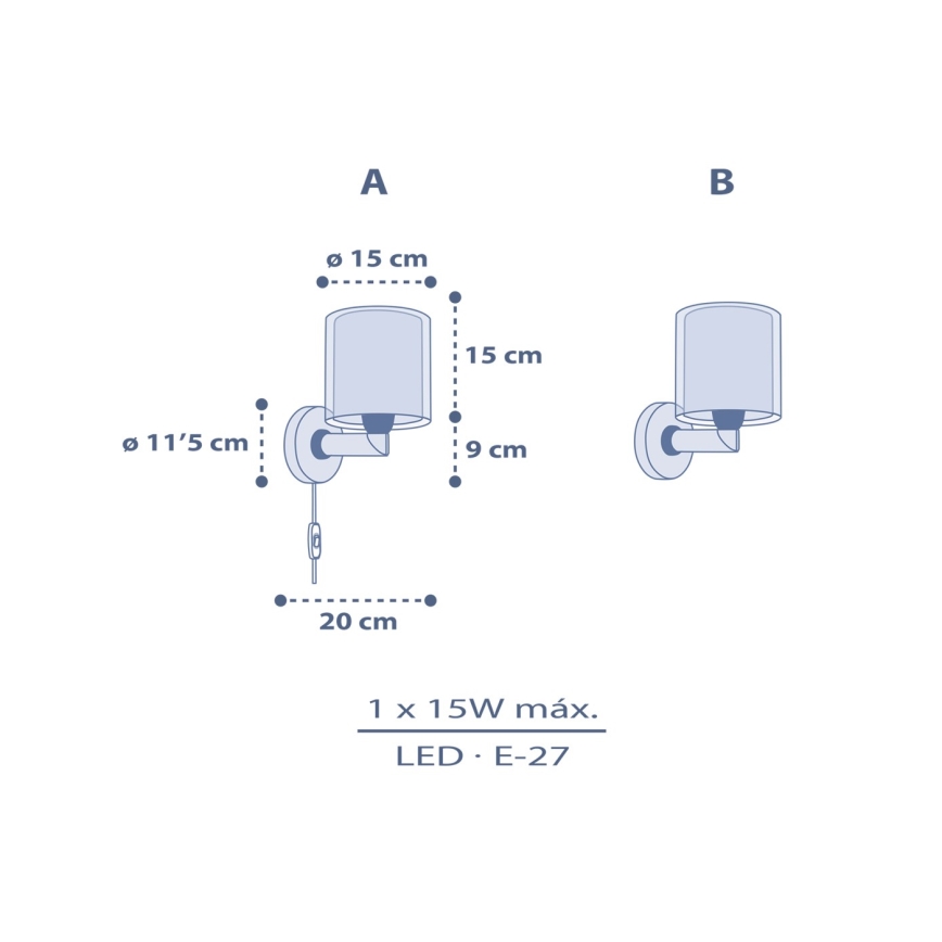 Dalber 76639 - Lámpara de pared infantil MOON DREAMS 1xE27/15W/230V azul