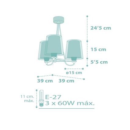 Dalber 81177H - Lámpara colgante infantil DREAM FLOWERS 3xE27/60W/230V