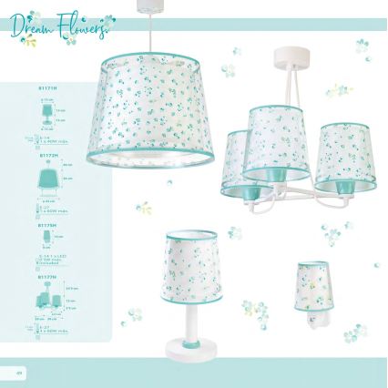 Dalber 81177H - Lámpara colgante infantil DREAM FLOWERS 3xE27/60W/230V