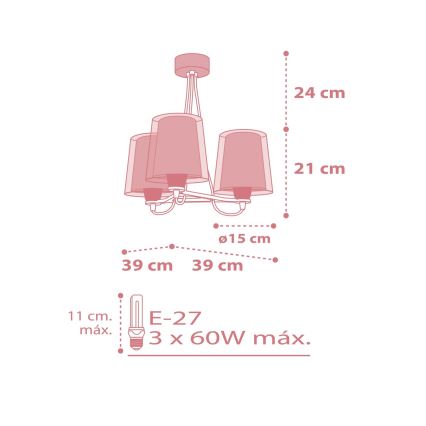 Dalber 81197S - Lámpara colgante infantil LIGHT FEELING 3xE27/60W/230V