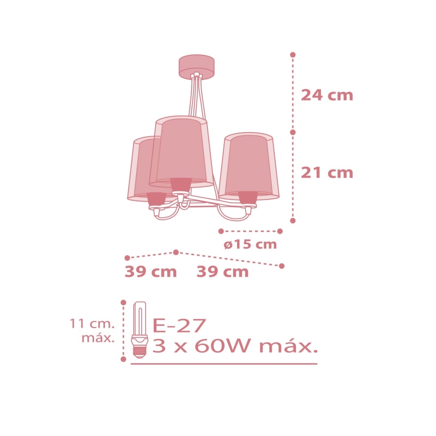 Dalber 81197S - Lámpara colgante infantil LIGHT FEELING 3xE27/60W/230V