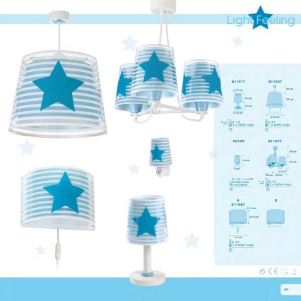 Dalber 81198T - Aplique infantil LIGHT FEELING 1xE27/60W/230V