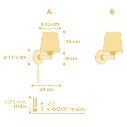 Dalber 82219A - Aplique infantil STAR LIGHT 1xE27/60W/230V amarillo