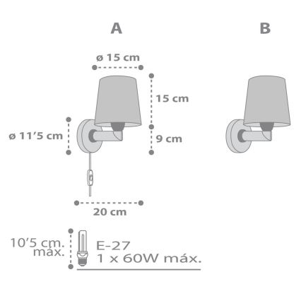 Dalber 82219B - Aplique infantil STAR LIGHT 1xE27/60W/230V blanco
