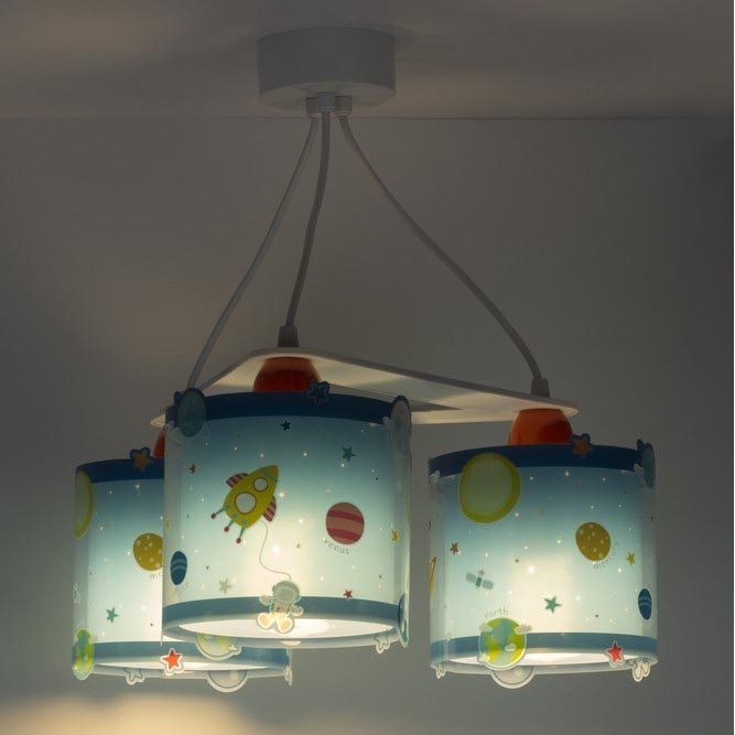 Dalber D-41344 - Lámpara colgante infantil PLANETS 3xE27/60W/230V