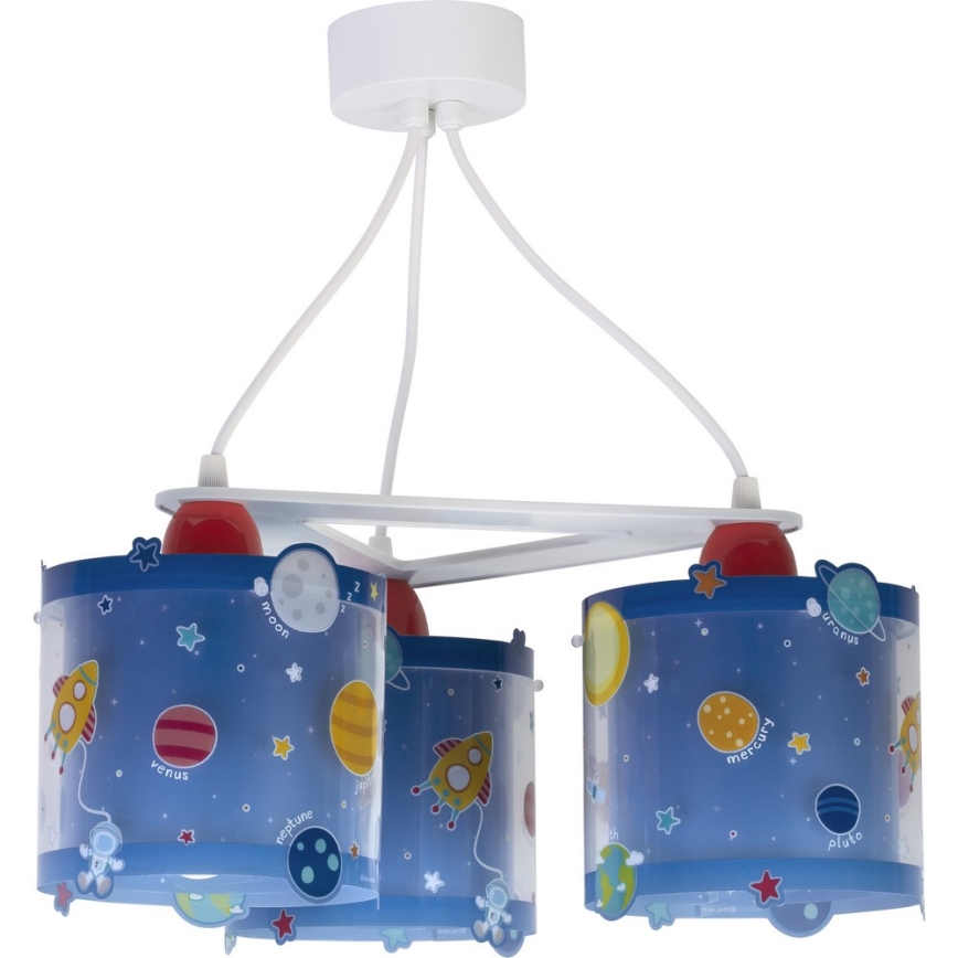 Dalber D-41344 - Lámpara colgante infantil PLANETS 3xE27/60W/230V