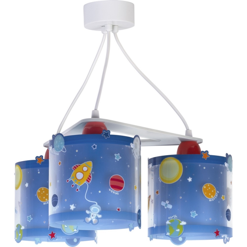 Dalber D-41344 - Lámpara colgante infantil PLANETS 3xE27/60W/230V