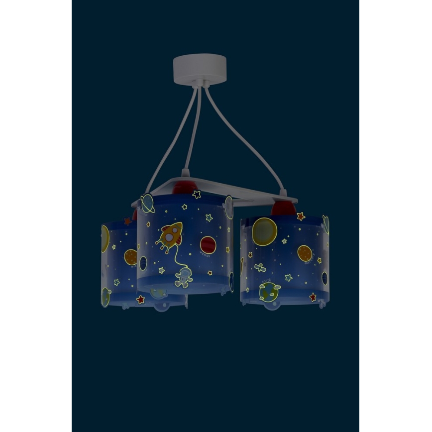 Dalber D-41344 - Lámpara colgante infantil PLANETS 3xE27/60W/230V