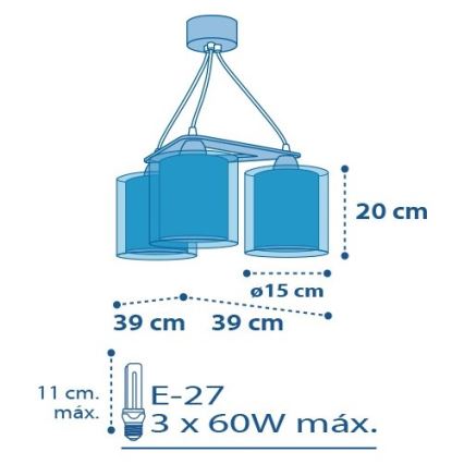 Dalber D-41344 - Lámpara colgante infantil PLANETS 3xE27/60W/230V