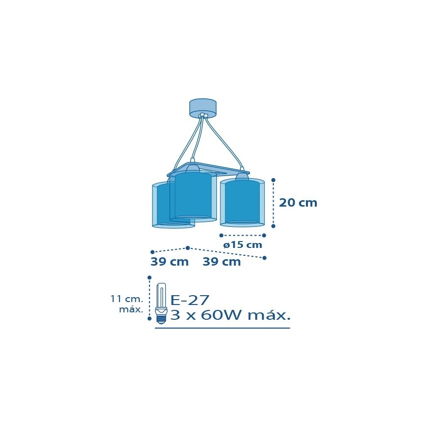 Dalber D-41344 - Lámpara colgante infantil PLANETS 3xE27/60W/230V