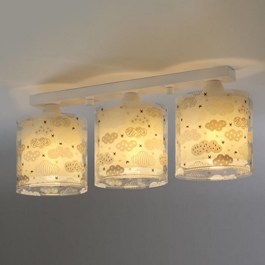 Dalber D-41413E - Plafón infantil CLOUDS 3xE27/60W/230V