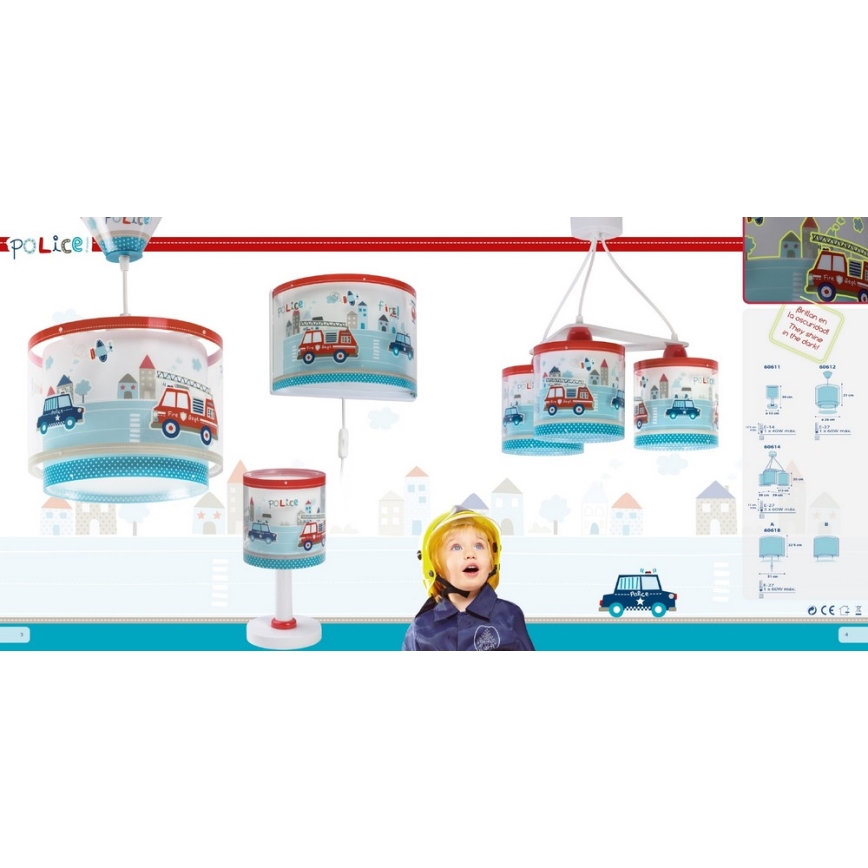 Dalber D-60612 - Lámpara colgante infantil POLICE 1xE27/60W/230V