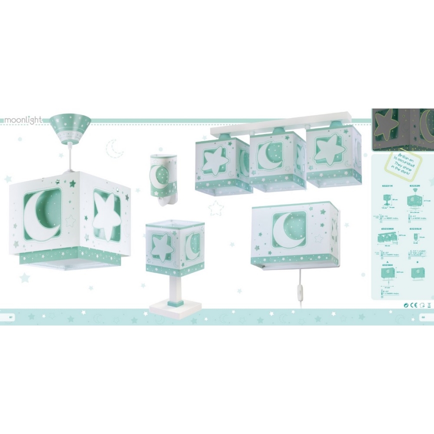 Dalber D-63232H - Lámpara colgante infantil MOONLIGHT 1xE27/60W/230V
