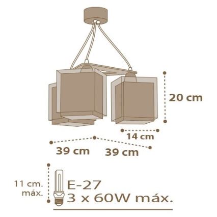 Dalber D-63394 - Lámpara colgante infantil GOOD NIGHT 3xE27/60W/230V