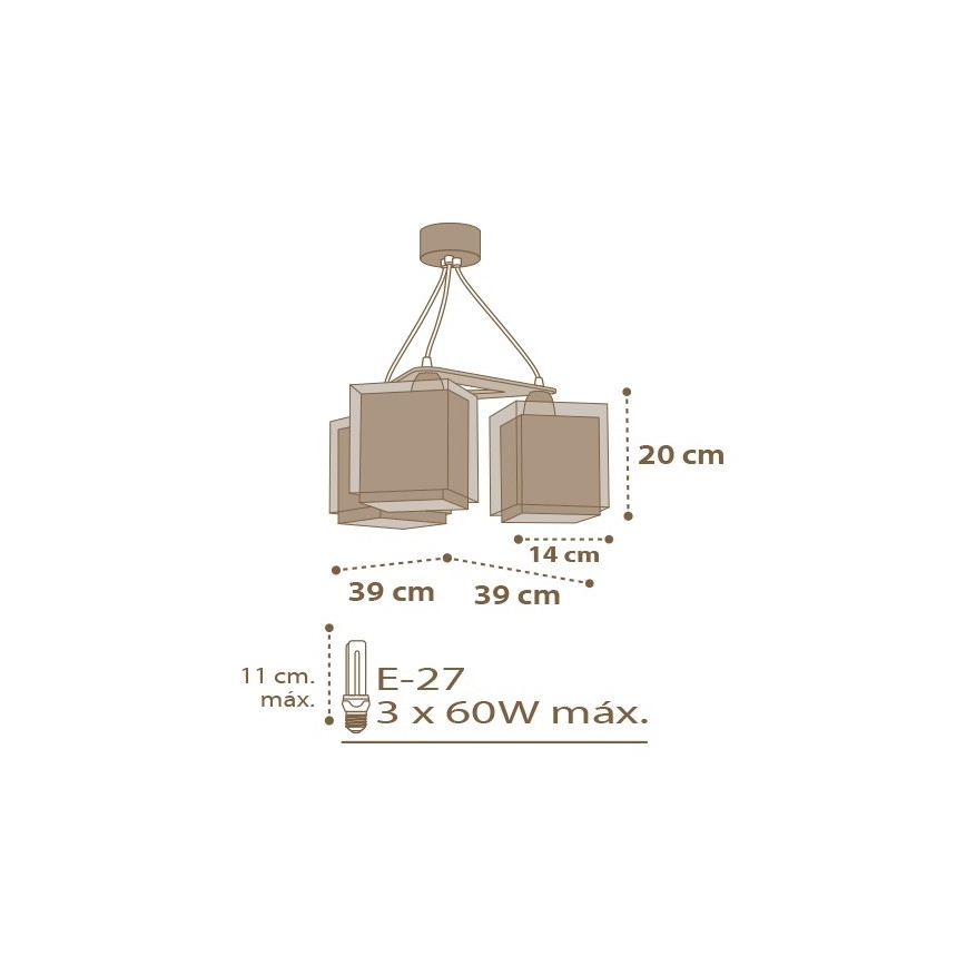 Dalber D-63394 - Lámpara colgante infantil GOOD NIGHT 3xE27/60W/230V