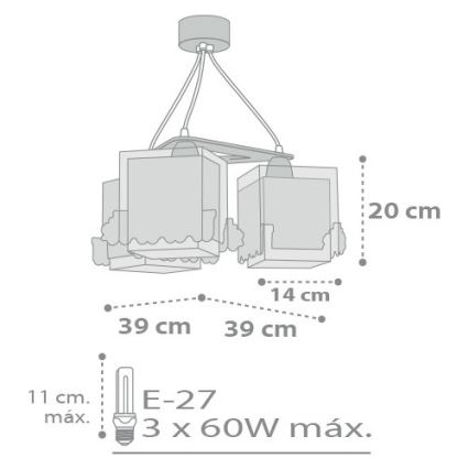 Dalber D-63534 - Lámpara colgante infantil TRAIN 3xE27/60W/230V