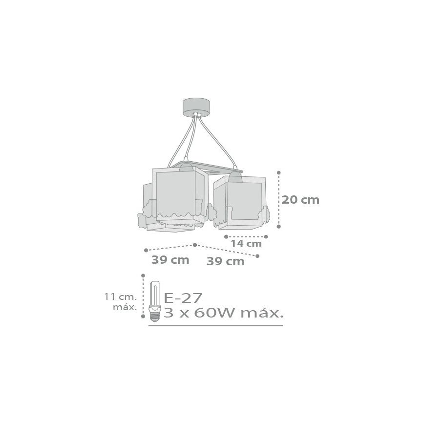 Dalber D-63534 - Lámpara colgante infantil TRAIN 3xE27/60W/230V