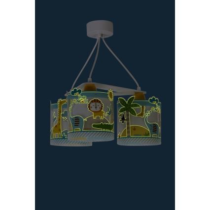 Dalber D-76114 - Lámpara colgante infantil JUNGLE 3xE27/60W/230V