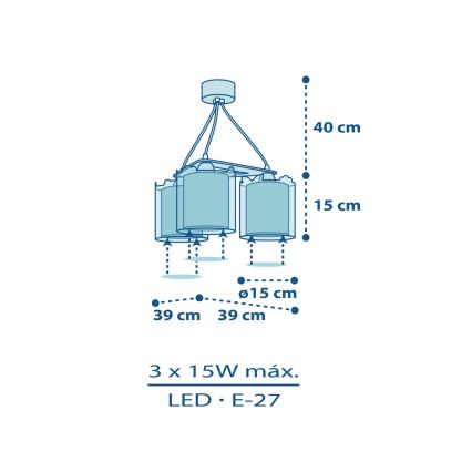 Dalber D-76114 - Lámpara colgante infantil MY LITTLE JUNGLE 3xE27/15W/230V