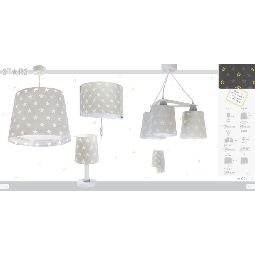 Dalber D-81212E - Lámpara colgante infantil STARS 1xE27/60W/230V