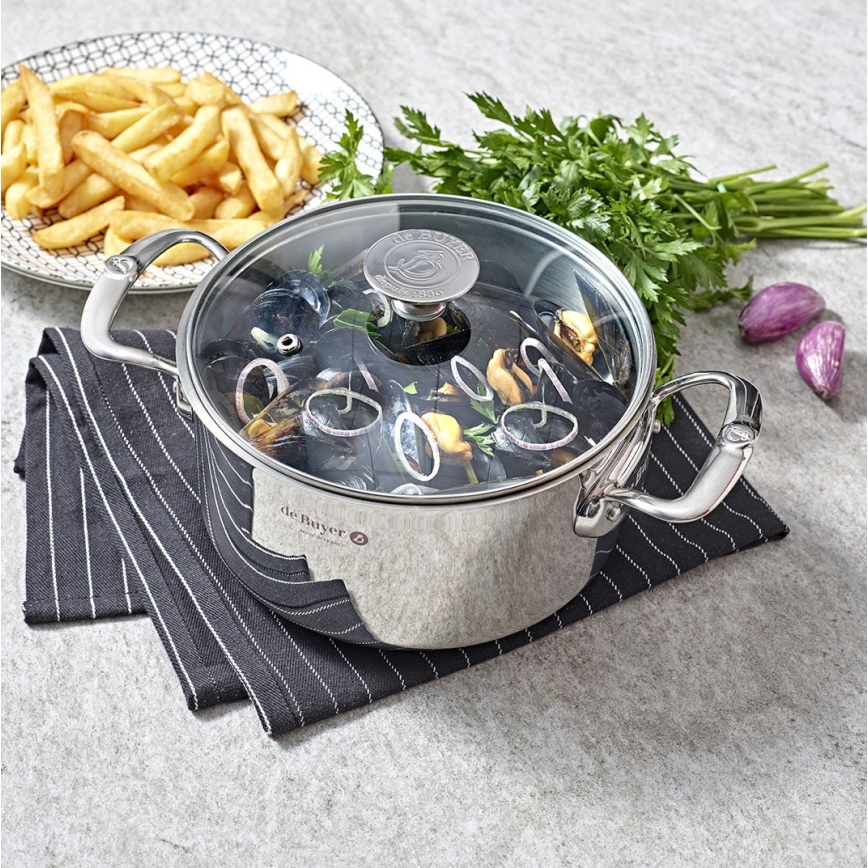 De Buyer 3427.28 - Olla con tapa MILADY 28 cm, acero inoxidable
