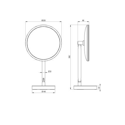 Deante ADI_Z812 - Espejo de maquillaje recargable para baño SILIA LED/5V 5000 mAh 2700-6500K IP44