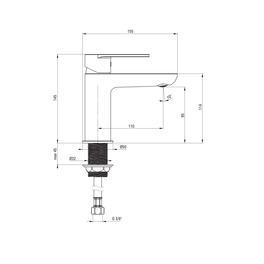 Deante BGA_020M - Grifo de lavabo ALPINIA acabado cromado brillante
