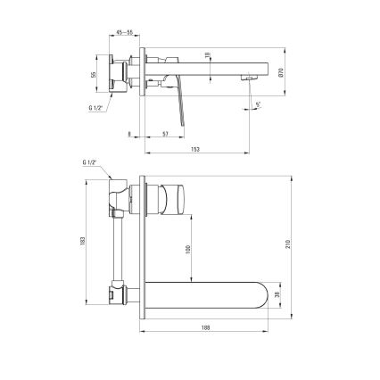 Deante BGA_054L - Grifo de lavabo para instalación empotrada ALPINIA cromo brillante