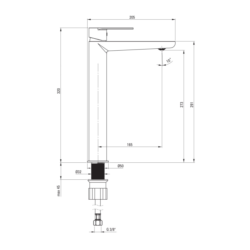 Deante BGA_N20K - Grifo de lavabo ALPINIA negro