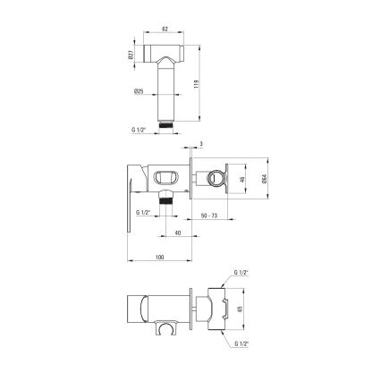 Deante BGA_N34M - Grifo para bidé con rociador para instalación empotrada ALPINIA negro