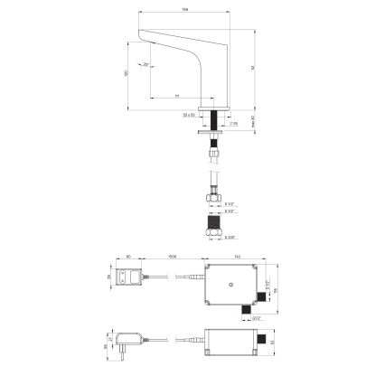 Deante BQH_028V - Grifo de lavabo sin contacto HIACYNT 230/6V cromo brillante