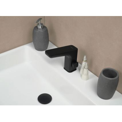 Deante BQH_N29R - Grifo de lavabo sin contacto con regulación de temperatura HIACYNT 4xAA negro