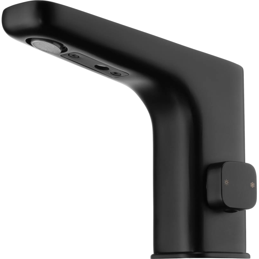 Deante BQH_N29R - Grifo de lavabo sin contacto con regulación de temperatura HIACYNT 4xAA negro