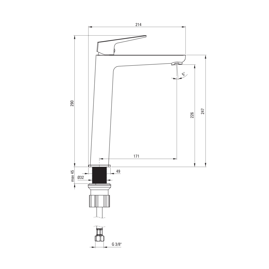 Deante BQL_N20K - Grifo para lavabo BLUR negro