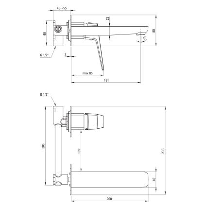 Deante BQL_N54L - Grifo de lavabo para instalación empotrada BLUR, negro
