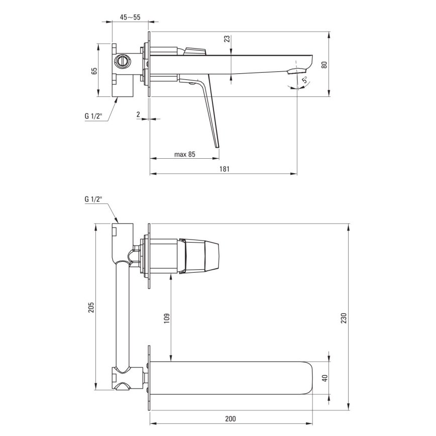 Deante BQL_N54L - Grifo de lavabo para instalación empotrada BLUR, negro