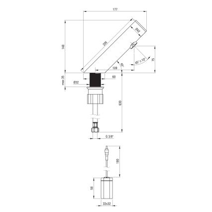 Deante BQR_P28R - Grifo de lavabo sin contacto SENSE 4xAA acero pulido